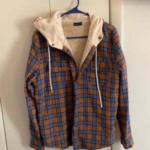 Men’s fleece lined flannel hoodie